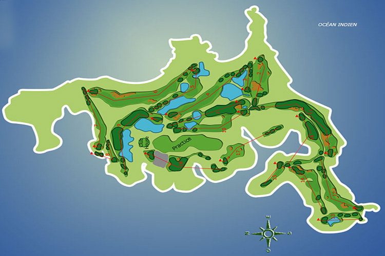 Carte île aux Cerfs Golf Course : parcours 18 trous