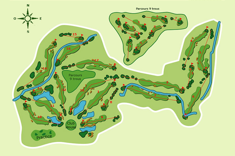 Carte Golf du Chateau - parcours 18 trous 