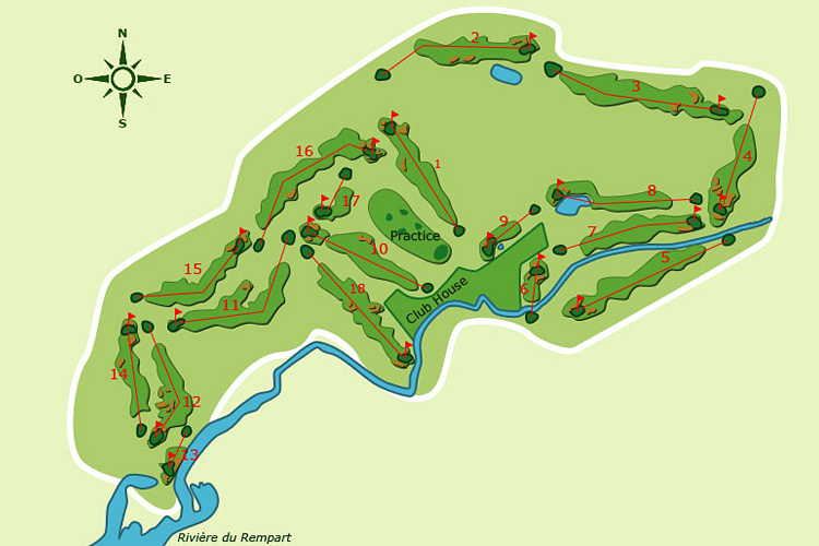 Carte Tamarina Golf Estate - parcours 18 trous
